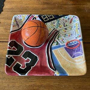 Chicago Bulls #23 Jordan Ceramic 3-D Serving Tray Chip Dip Set Basketball